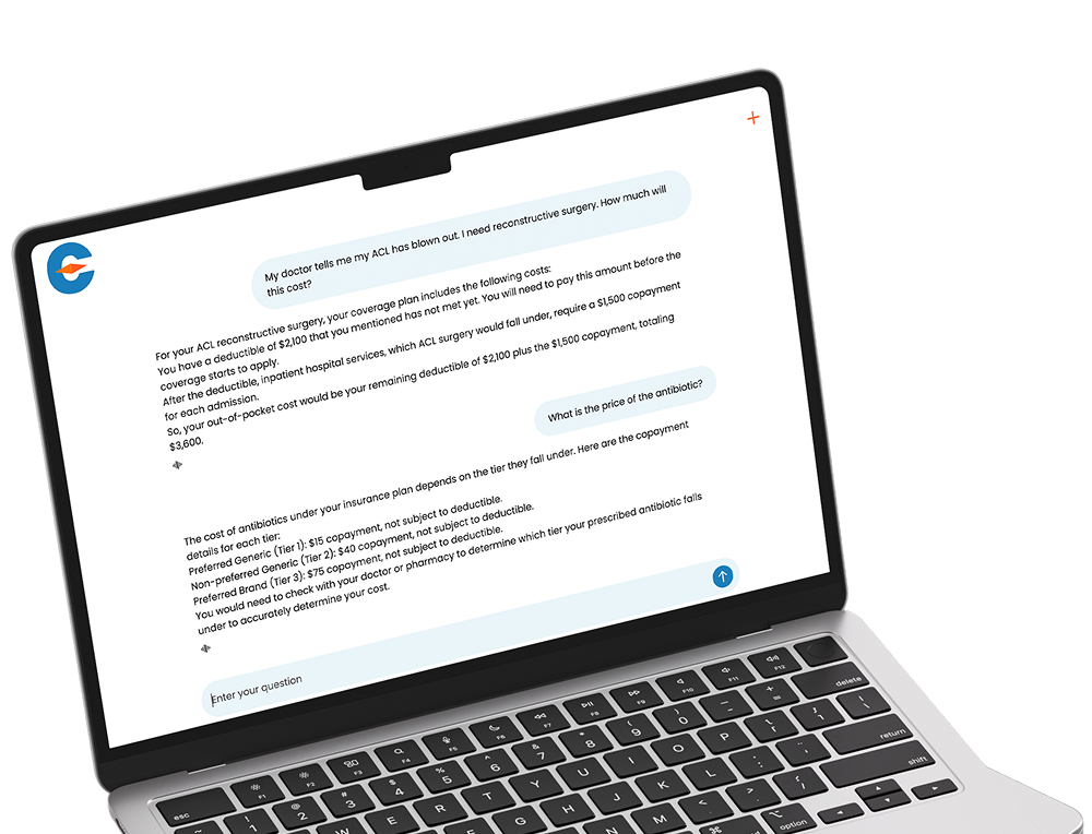 Mockup showing a platform that automates health plan analysis.