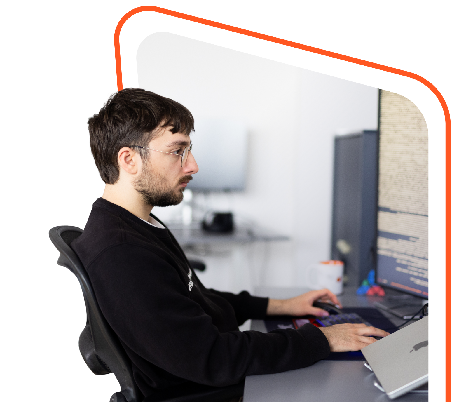 Developer coding an AI development solution